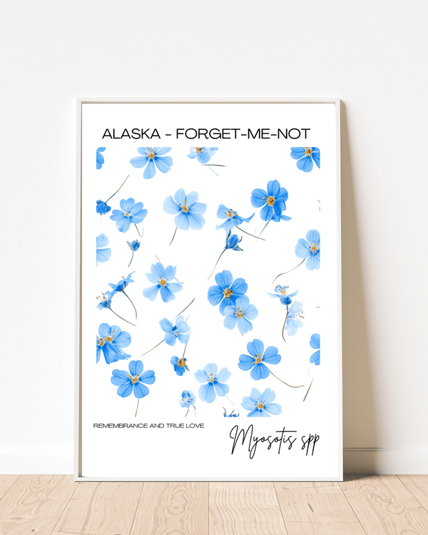 Alaska - Forget Me Not Name State Flowers Wallart - Charming Floral Decor