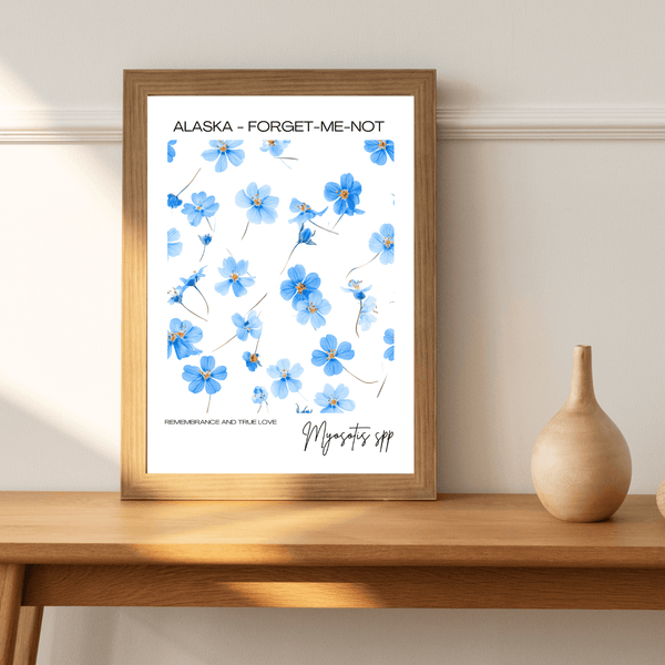 Alaska - Forget Me Not Name State Flowers Wallart - Charming Floral Decor