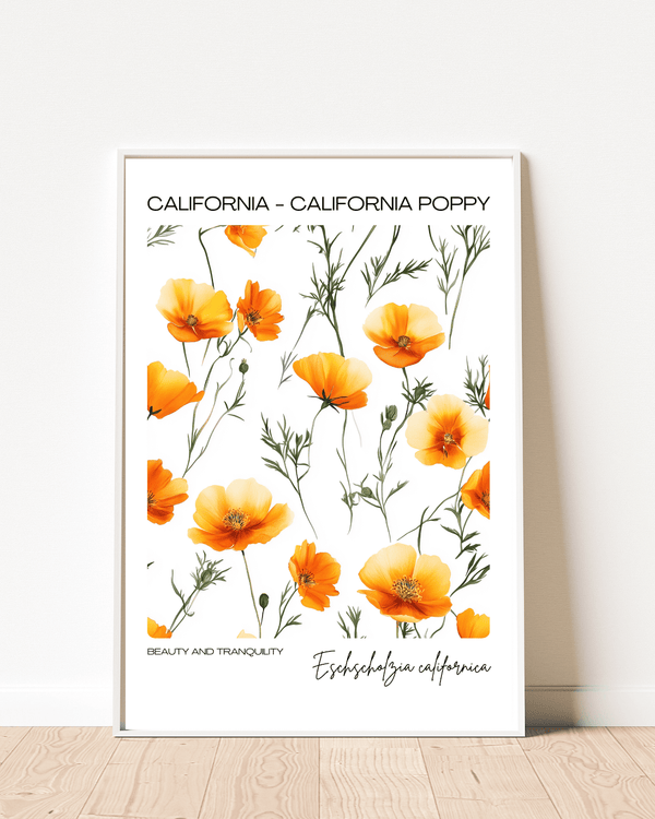 California - Poppy Name State Flowers Wallart - Vibrant Floral Decor