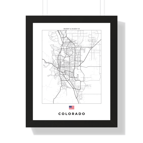 Front view of Colorado wall artwork map, featuring detailed landscapes and key landmarks in an artistic design.