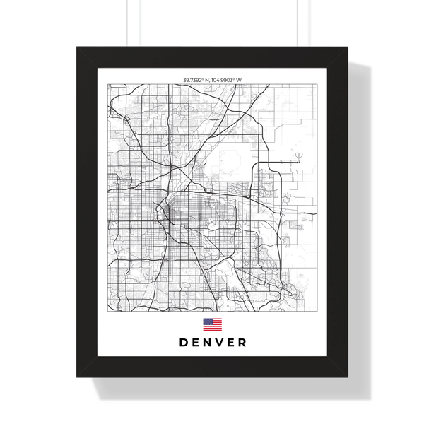 Front view of Denver wall artwork map, featuring detailed landscapes and key landmarks in an artistic design.