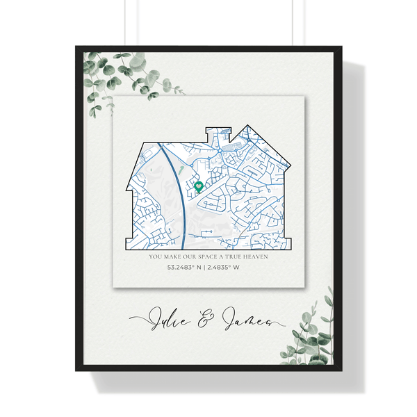 Customised Wall Artwork: Unique Home Map Print - Tailored to Your Journey