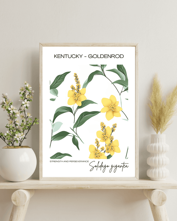 Kentucky - Goldenrod Name State Flowers Wallart - Elegant Floral Artwork