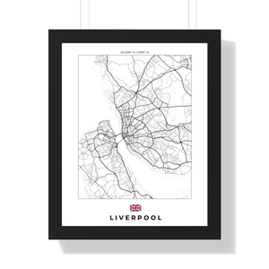 Front view of Liverpool wall artwork map, featuring detailed landscapes and key landmarks in an artistic design.