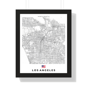 Front view of Los Angeles wall artwork map, featuring detailed landscapes and key landmarks in an artistic design.