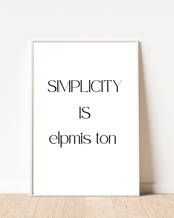 Minimalist wall art displaying the quote 'Simplicity is not simple,' perfect for enhancing your home decor