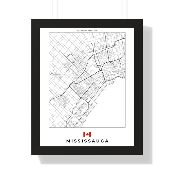 Front view of Mississauga wall artwork map, featuring detailed landscapes and key landmarks in an artistic design.