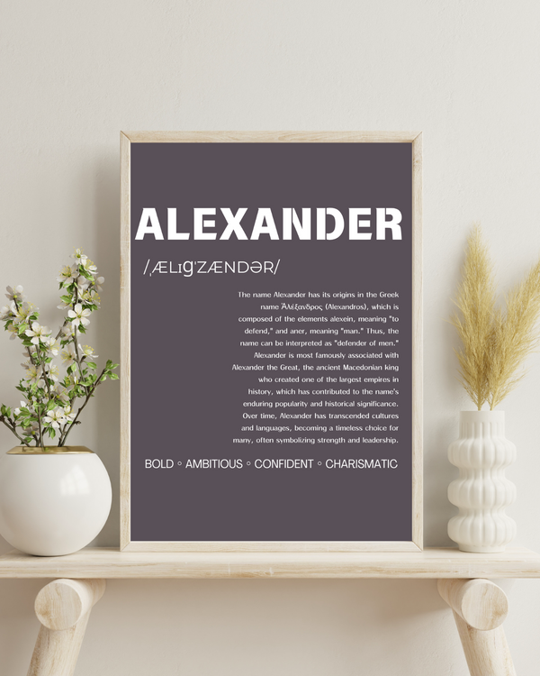 Alexander: A Typography Wall Art Tribute to Strength and Leadership