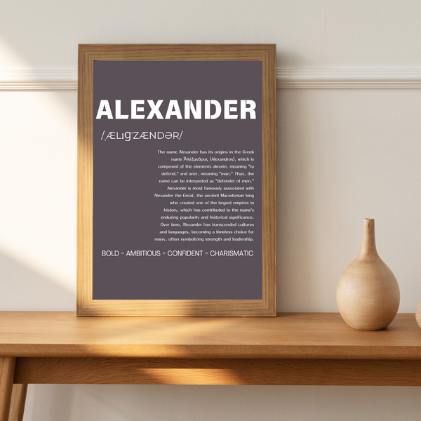 Alexander: A Typography Wall Art Tribute to Strength and Leadership