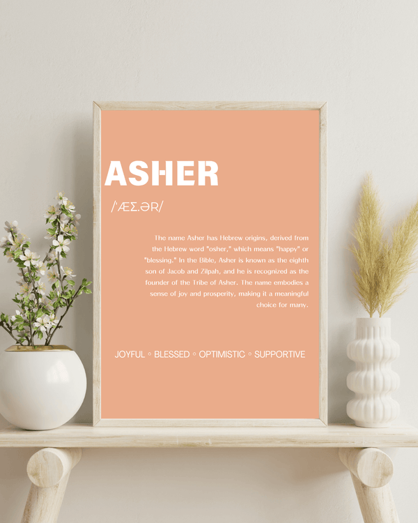 Asher Name Typography Art Print - A Perfect Gift for Newborns and House Warmings