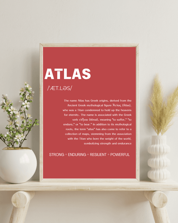 Atlas Name Typography Art Print - A Unique Gift for Newborns and House Warmings