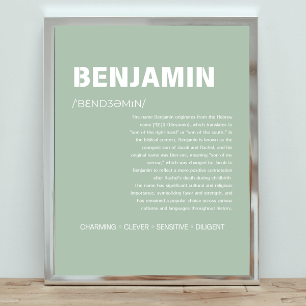 Benjamin Typography Wall Art: A Stylish Touch for Baby's Nursery