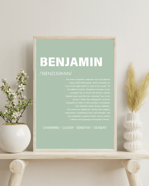 Benjamin Typography Wall Art: A Stylish Touch for Baby's Nursery