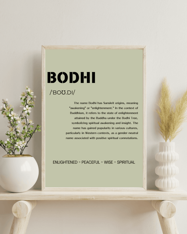 Bodhi Name Typography Art Print - A Unique Gift for Newborns and House Warmings