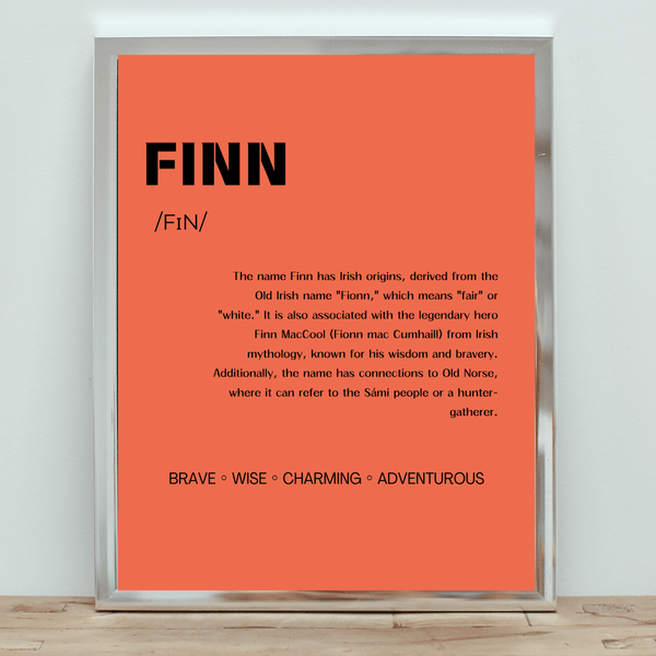 Finn Name Typography Deco - A Whimsical Home Art Print and Gift for Baby