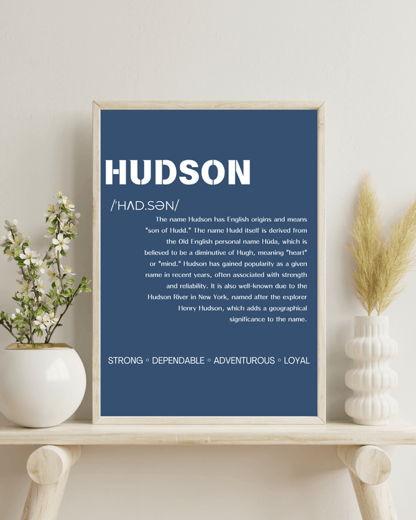 Hudson Name Typography Deco - A Charming Home Art Print and Gift for Baby