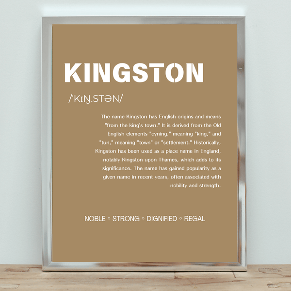 Kingston Name Typography Deco - Meaningful Home Wall Art and Memory for Him