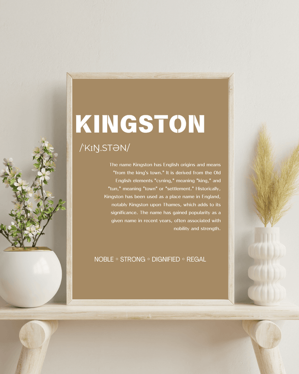 Kingston Name Typography Deco - Meaningful Home Wall Art and Memory for Him