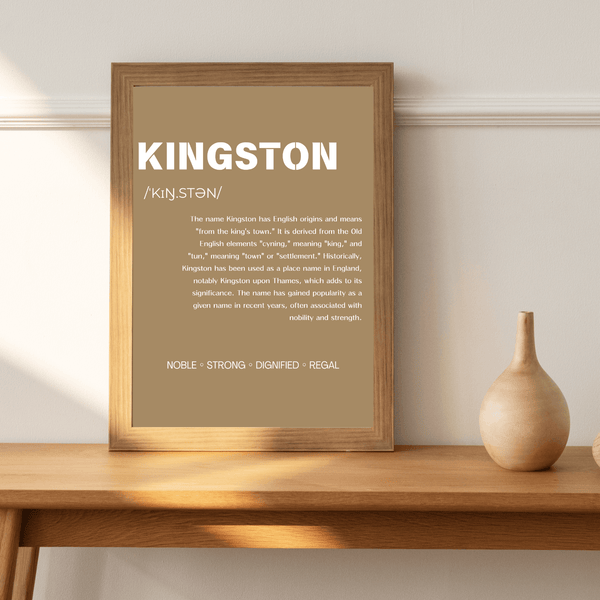 Kingston Name Typography Deco - Meaningful Home Wall Art and Memory for Him