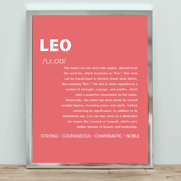 Leo Name Typography Deco - Stylish Home Wall Art and Memory for Him