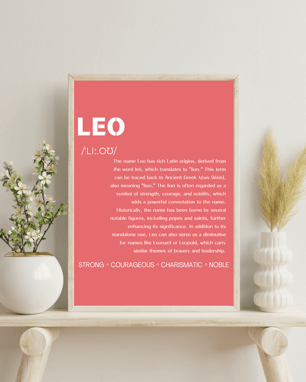 Leo Name Typography Deco - Stylish Home Wall Art and Memory for Him