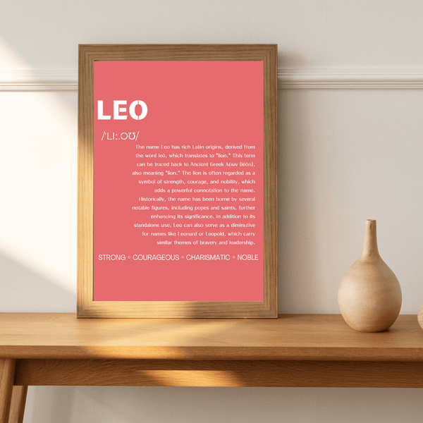 Leo Name Typography Deco - Stylish Home Wall Art and Memory for Him