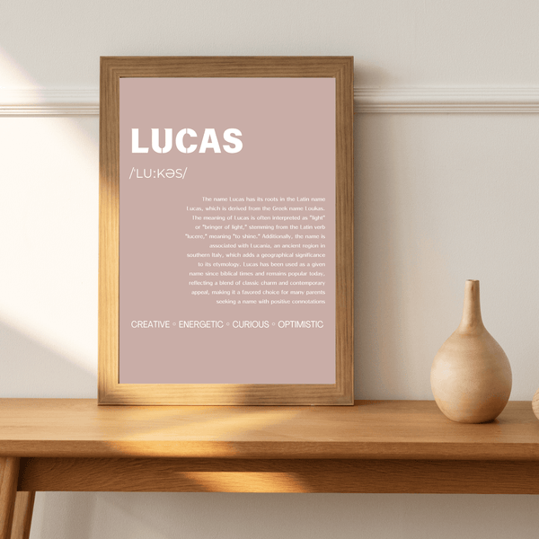 Lucas Typography Wall Art: Modern Print Showcasing the Name in Style