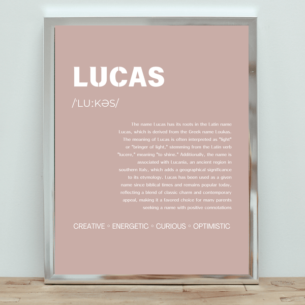 Lucas Typography Wall Art: Modern Print Showcasing the Name in Style