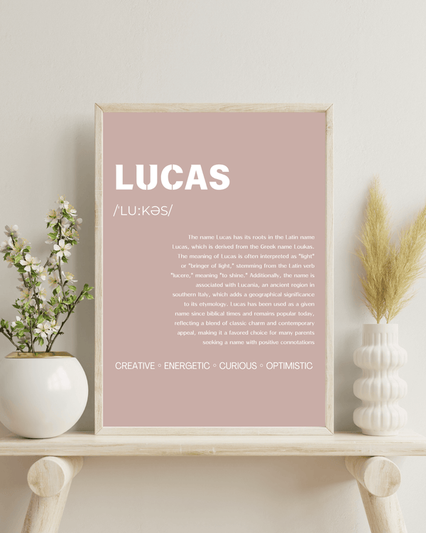 Lucas Typography Wall Art: Modern Print Showcasing the Name in Style