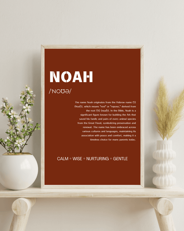 Noah Typography Wall Art: Trendy Print Highlighting the Name with Flair