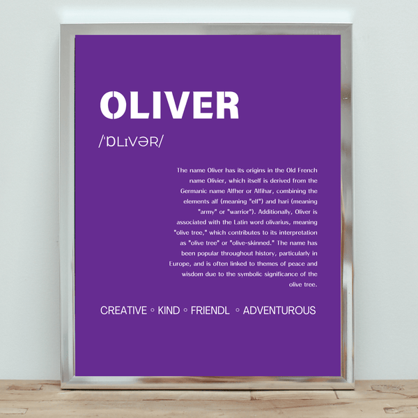 Oliver Typography Wall Art: Elegant Print Celebrating the Name with Distinction