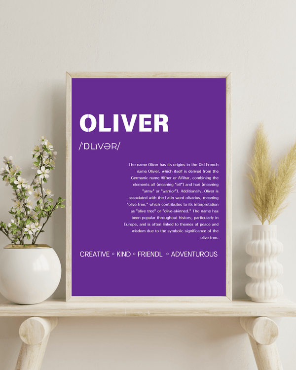 Oliver Typography Wall Art: Elegant Print Celebrating the Name with Distinction