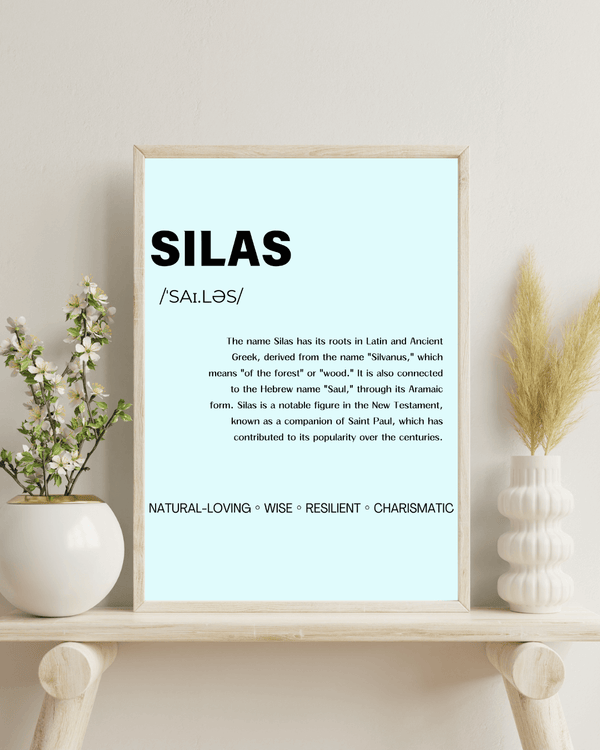 Silas Name Typography Deco - Elegant Home Wall Art and Memory for Him