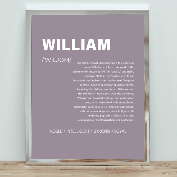 William Typography Wall Art: Classic Print Showcasing the Name with Grace