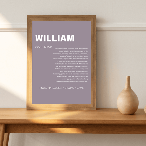 William Typography Wall Art: Classic Print Showcasing the Name with Grace