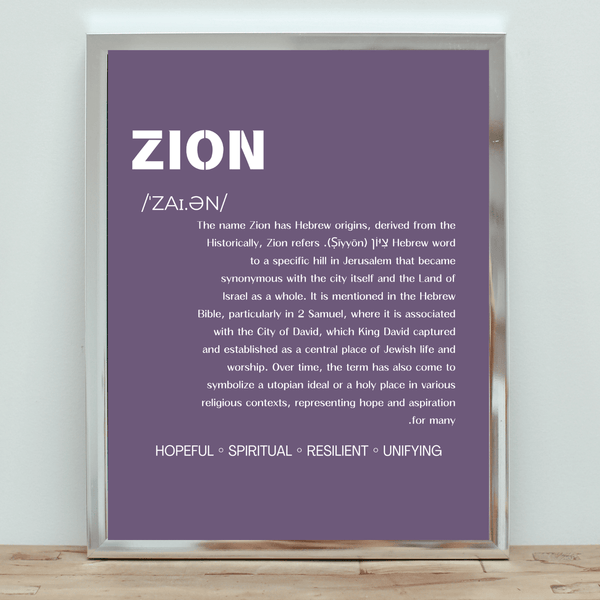 Zion Name Typography Deco - Inspirational Home Wall Art and Memory for Him