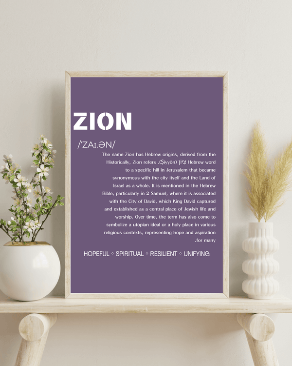 Zion Name Typography Deco - Inspirational Home Wall Art and Memory for Him