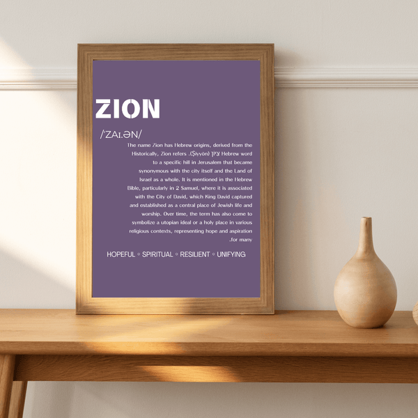 Zion Name Typography Deco - Inspirational Home Wall Art and Memory for Him