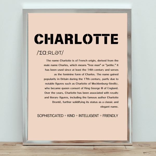 Charlotte Typography Wall Art: A Charming Accent for Baby's Room