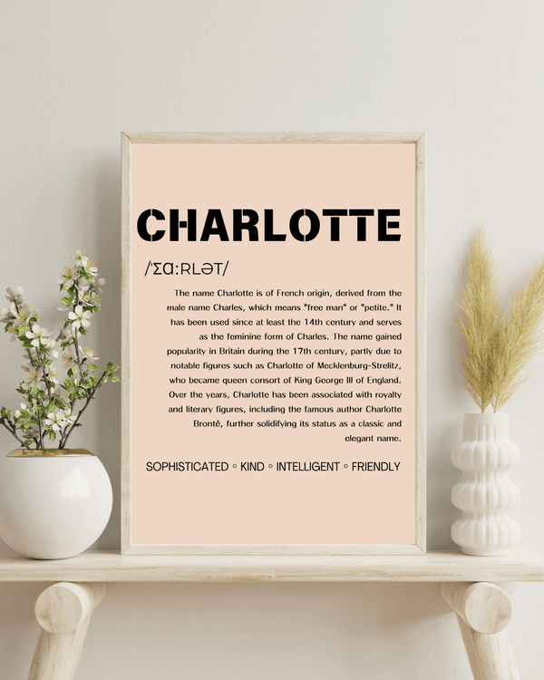 Charlotte Typography Wall Art: A Charming Accent for Baby's Room