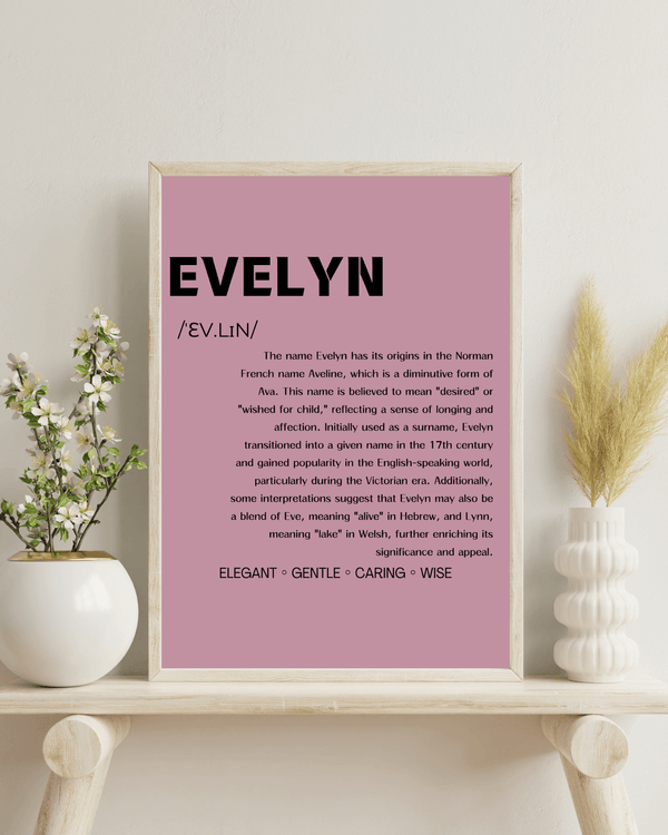 Evelyn Whimsical Typography Wall Art: Perfect for Your Little Princess's Room