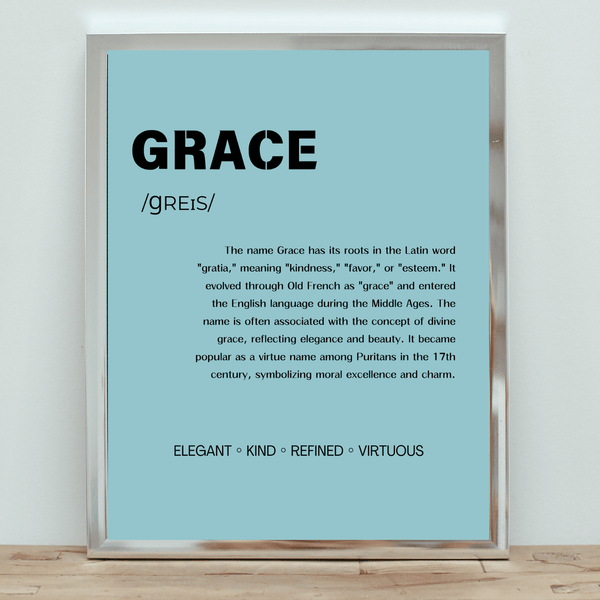 Grace Name Typography Wallart - Stylish and Decor for Kids' Rooms