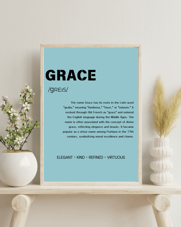 Grace Name Typography Wallart - Stylish and Decor for Kids' Rooms