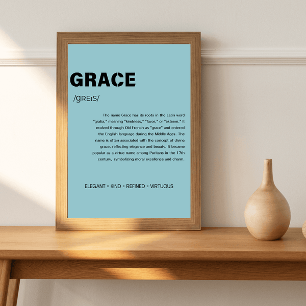 Grace Name Typography Wallart - Stylish and Decor for Kids' Rooms