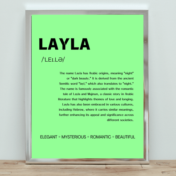 Layla Name Typography Wallart - Charming Decor for Kids' Rooms