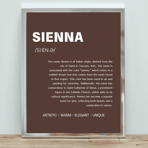 Sienna Name Typography Wallart - Charming Decor for Kids' Rooms