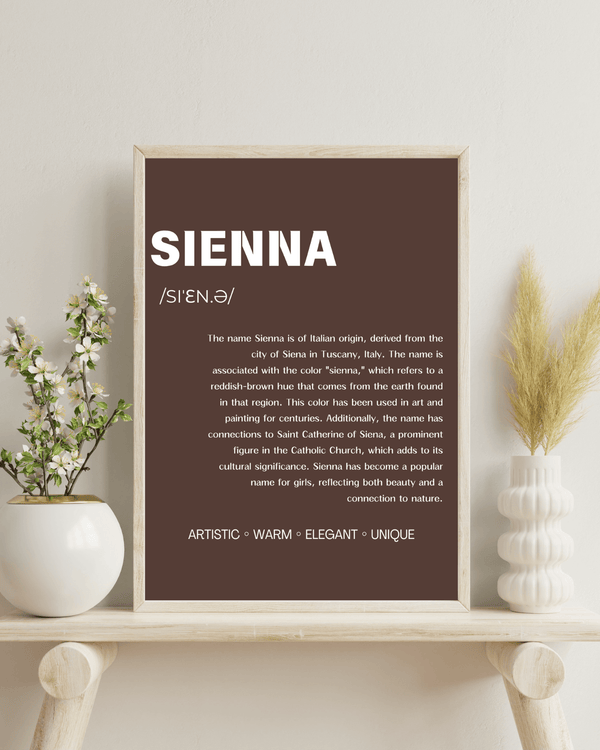 Sienna Name Typography Wallart - Charming Decor for Kids' Rooms