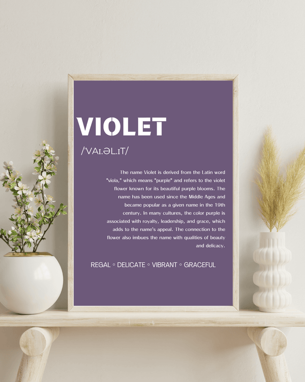 Violet Name Typography Wallart - Elegant Decor for Children