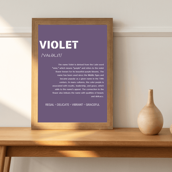 Violet Name Typography Wallart - Elegant Decor for Children