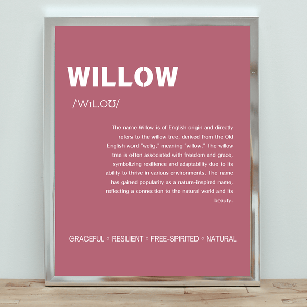 Willow Name Typography Wallart - Beautiful Decor for Kids